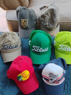 Titleist & Sports Logo Cap Lot with Bright Green and Red Options
